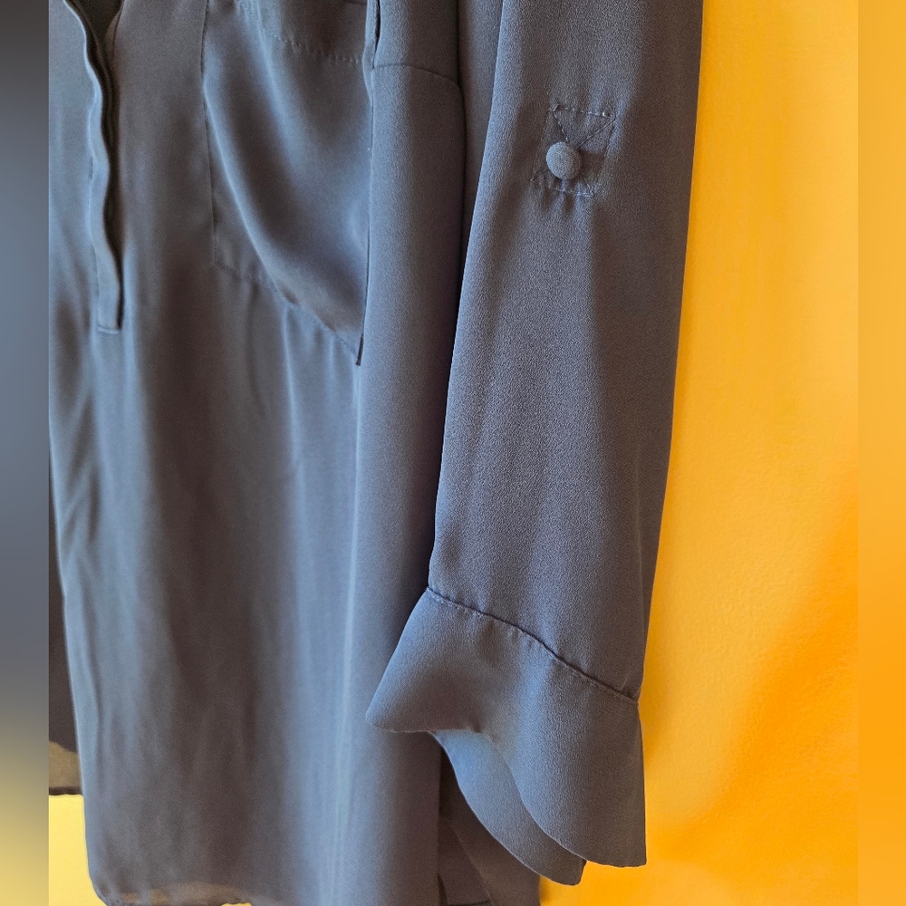 Torrid Medieval Blue Harper Georgette Pull Over 3/4 Sleeve Blouse SZ 0 (12) NWT - Picture 4 of 8